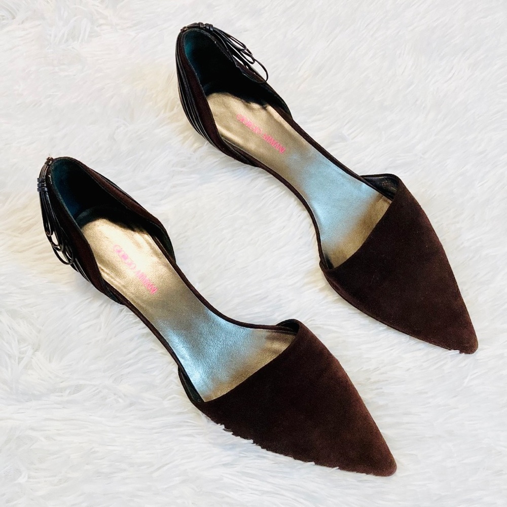 GIORGIO ARMANI Suede Leather Trim Embellishment D'Orsay Pumps - Picture 3 of 9